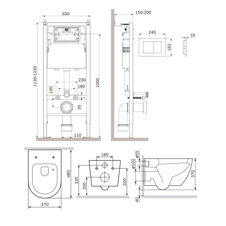 IS90251.801900 Инсталляция с клавишей PrimeFit S, хром глянц, с подвесным унитазом Like Aquaspin с сиденьем м/лифт
