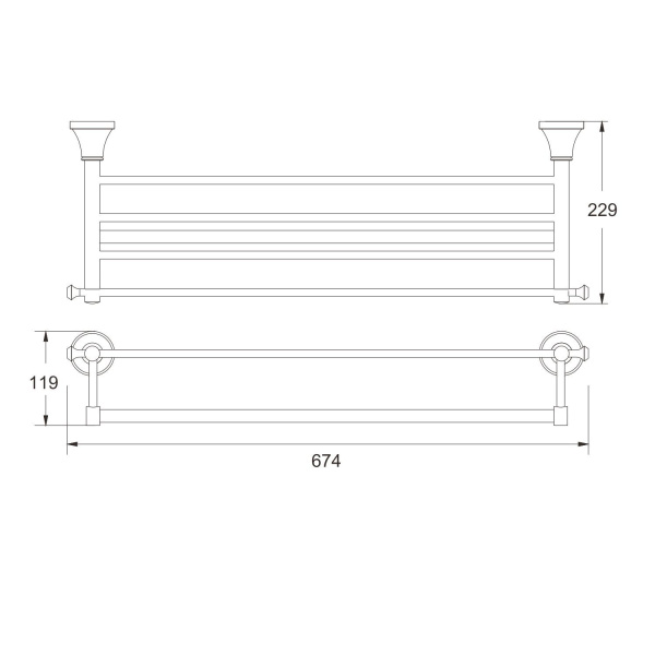 Полка для полотенец Rose RG1908T, пепельный