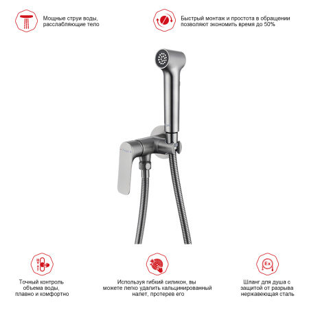 Гигиенический душ со смесителем Raglo R03.52.09, графит
