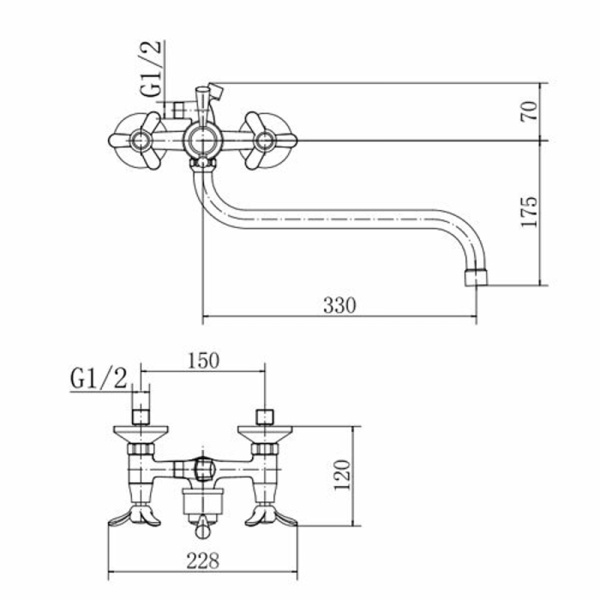 Смеситель для ванны FASHUN A2212, хром