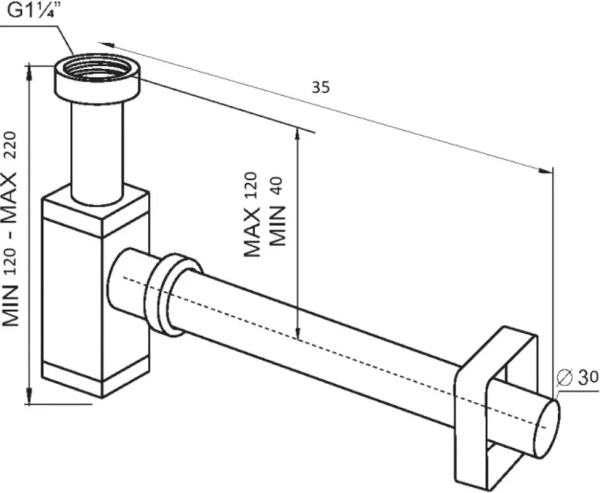 Сифон SantiLine SL-118 для раковины, цвет хром