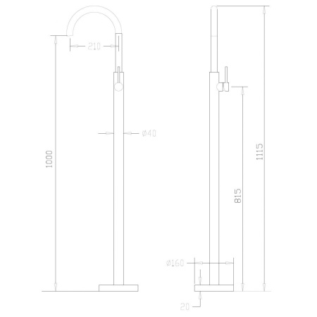 Смеситель ABBER Wasser Kreis AF8141B напольный для раковины, черный матовый