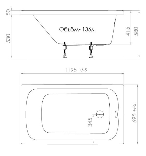 Акриловая ванна Triton Стандарт 120 Экстра