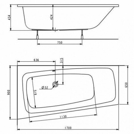 Акриловая ванна Kolo Split XWA1671000 170х90 левая