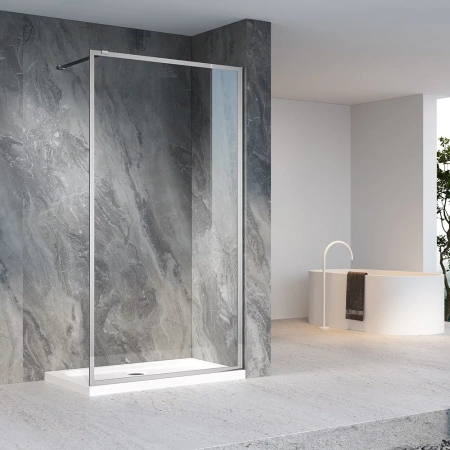 Душевая перегородка Veconi Korato KR-81, 1200x2000, хром, стекло прозрачное