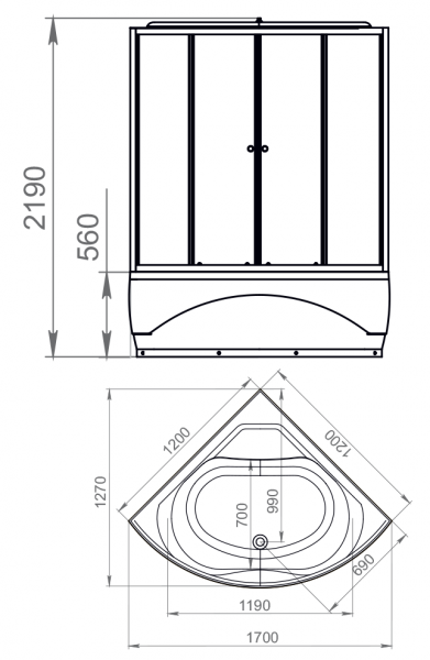 Душевая кабина Domani-Spa Vitality high DS01V1212HWM00 120x120