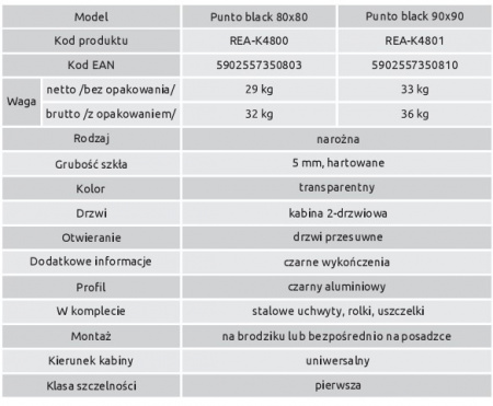 Душевой уголок Rea PUNTO 90x90 REA-K4801