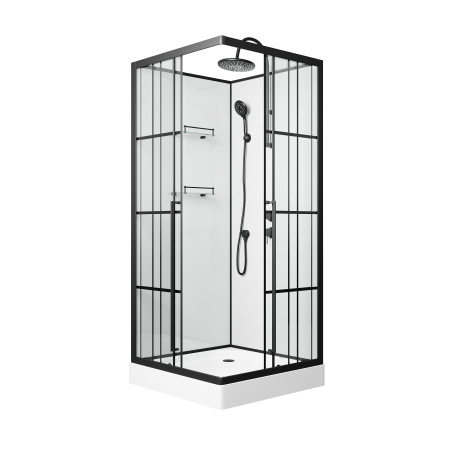 Душевая кабина Niagara Standart ST100/15QR/KL/BKT (100х100х225) низкий поддон(15см),черный,стекло прозрачное