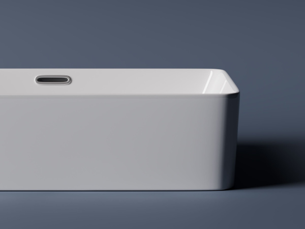 Умывальник чаша накладная прямоугольная со сливом переливом Ceramicanova Element 600*380*140мм, Белый, CN5025