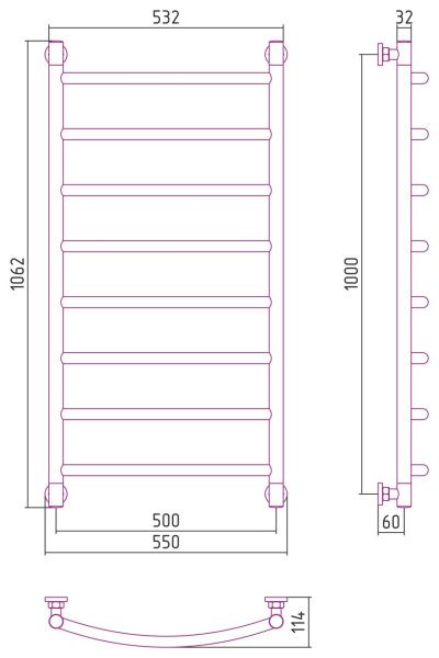 Полотенцесушитель Сунержа Галант+ 1000х500 Без покрытия 00-0200-1050