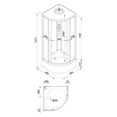 Душевая кабина Тритон Щ0000072615  Ультра 80*80 В