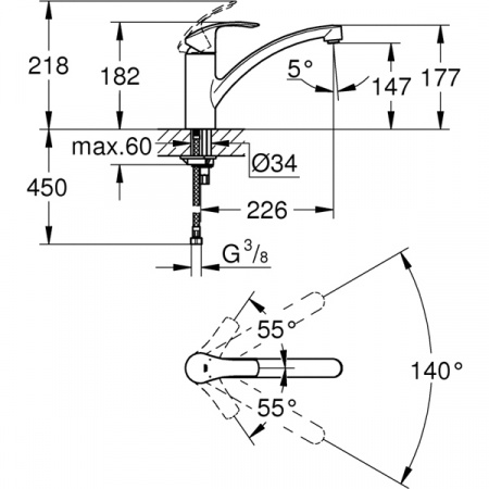 Смеситель для мойки Grohe Eurosmart New 3328120E