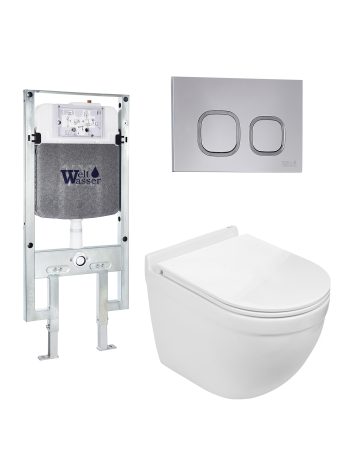 Комплект инсталляции с унитазом Weltwasser AMBERG 497 ST + HEIMBACH 043 GL-WT + AMBERG RD-CR