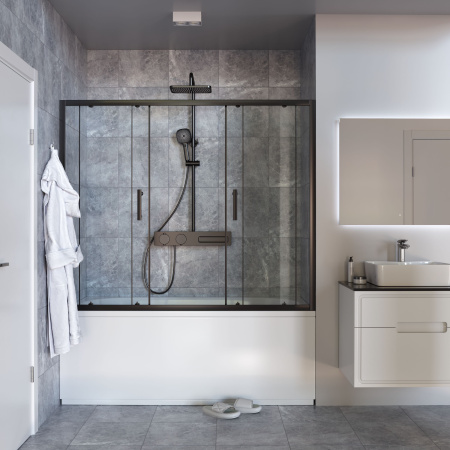 Душевая шторка на ванну Taliente TA-1514CB 150х140 стекло прозрачное 6 мм