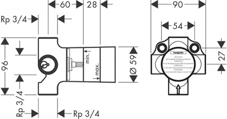 Скрытая часть переключающего вентиля Hansgrohe Quattro 15930180