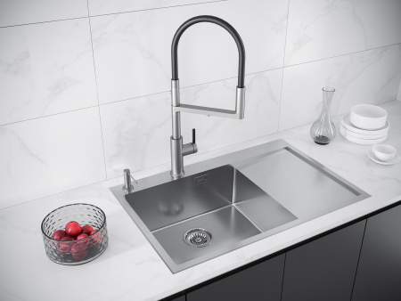 Мойка Paulmark KRONER-EDGE 78F PM777851-BSL 510х780х200 мм, нержавеющая сталь, брашированная нержавеющая сталь