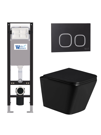 Комплект инсталляции с унитазом Weltwasser AMBERG 350 + GELBACH 043 GL-BL + AMBERG RD-BL