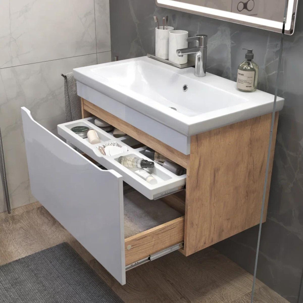 Тумба под раковину подвесная VIGO Grani 166 дуб золотой, 80 см