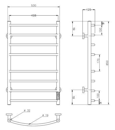 Полотенцесушитель электрический ROXEN Santi 11030-5385B 530*850