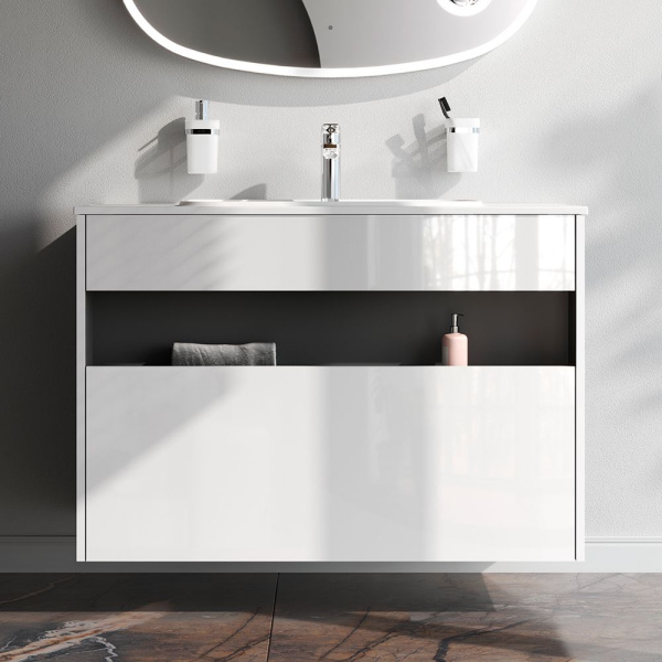 M8FFUX1001WG Func База под раковину AM.PM, 1 ящик (pull-out), 100 см, цвет белый глянец