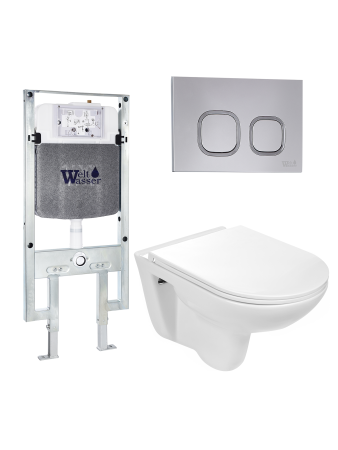 Унитаз с инсталляцией WeltWasser AMBERG 497 ST + BAARBACH 004 GL-WT + AMBERG RD-CR