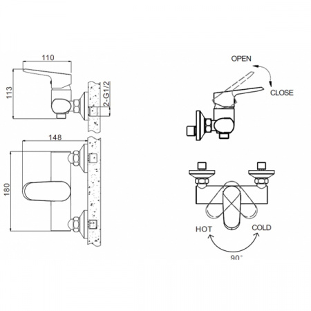 Смеситель для душа Bravat Pure F9105161C-01