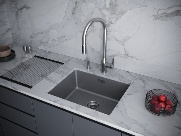 Мойка Paulmark LUMI 55 UNI LU55-GRM 555х460х210 мм, IT-GRANIT, серый металлик