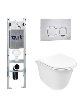 Комплект инсталляции с унитазом Weltwasser AMBERG 350 ST + TELBACH 004 GL-WT + AMBERG RD-MT CR