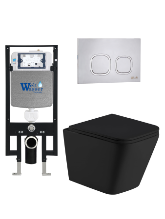 Комплект инсталляции с унитазом Weltwasser AMBERG 497 + GELBACH 043 MT-BL + AMBERG RD-MT CR