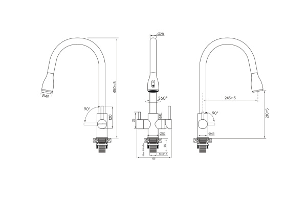 Смеситель для кухни Paulmark LANGE La214212-SBG, светлое брашированное золото