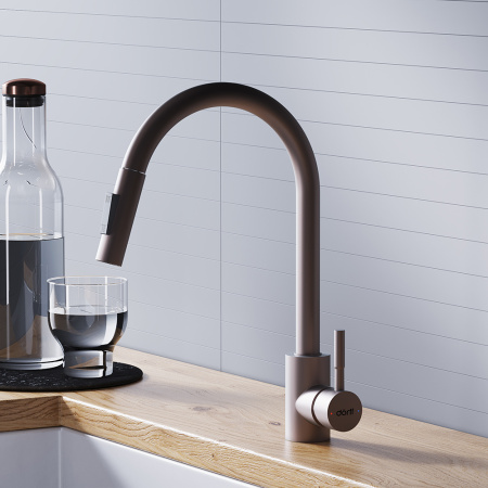 D3007511 Logic Кухонный смеситель Dorff  с вытягивающимся изливом, сатин