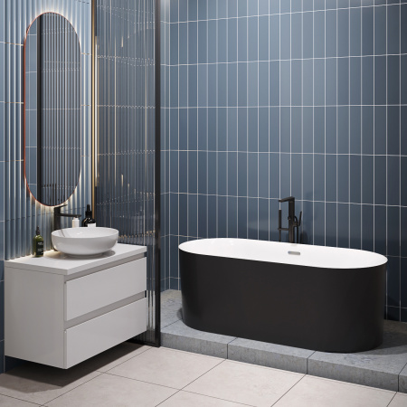 Акриловая ванна в наборе 4 в 1: отдельностоящая ванна, ножки, экран, слив-перелив Wellsee Chalice Perfection 230603003