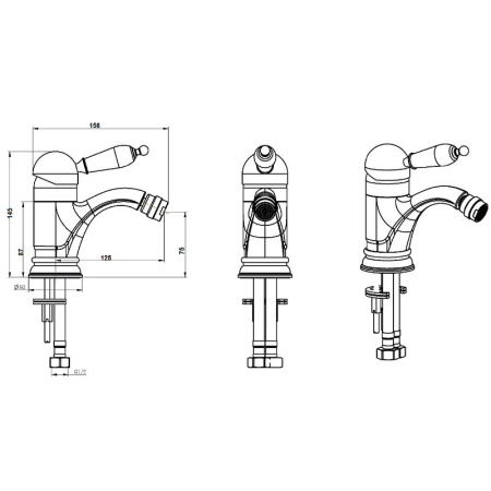 Смеситель для биде Boheme Tradizionale Oro 286 Золото