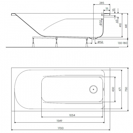 Акриловая ванна Kolo Comfort Plus XWP1470000 170х75