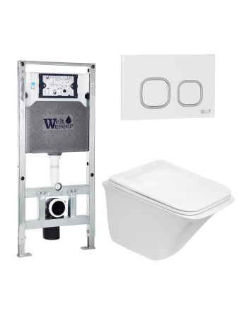 Унитаз с инсталляцией WeltWasser AMBERG 506 ST + ROTBACH 004 GL-WT + AMBERG RD-WT