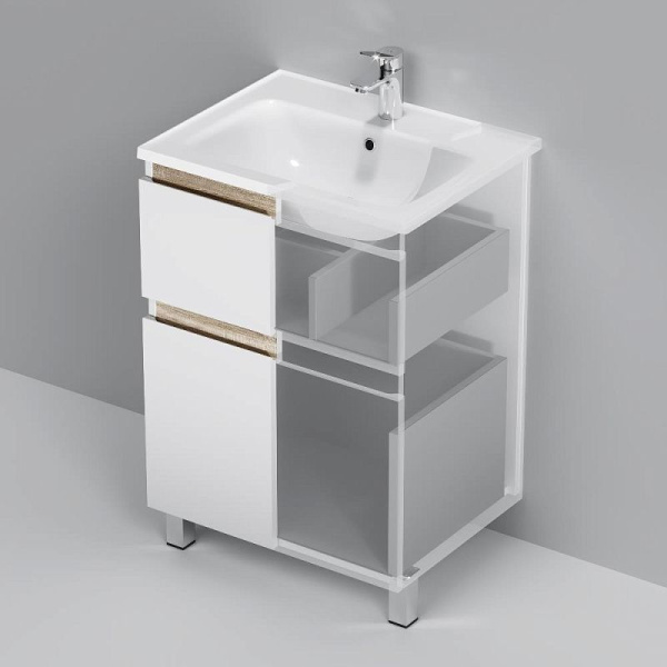 M85AFSX06021WG X-Joy База под раковину AM.PM, напольная, 60 см, 2 ящика, белый глянец