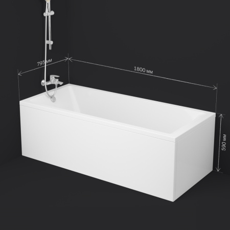 W93A-180-080W-A Gem, Ванна акриловая AM.PM 180x80 см