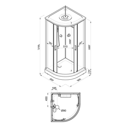 Душевая кабина Тритон Щ0000071582  Прайм-Блэк 90*90 А