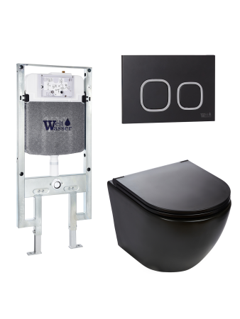 Комплект инсталляции с унитазом Weltwasser AMBERG 497 ST + MERZBACH 043 MT-BL + AMBERG RD-BL