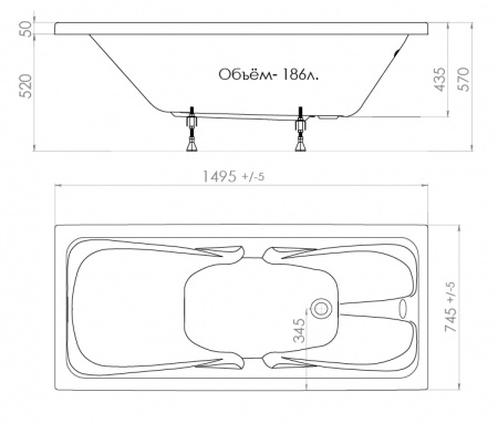 Акриловая ванна Triton Стандарт 150х75 Экстра