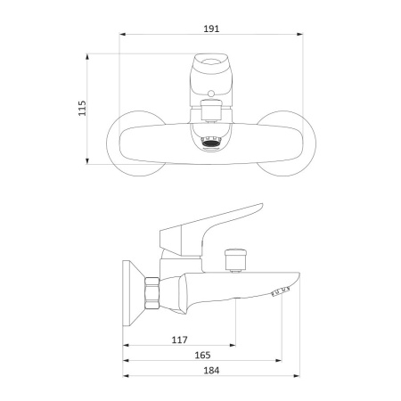 771000001 Jupiter, Смеситель для ванны и душа AM.PM, хром