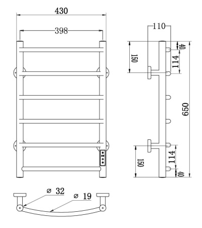 Полотенцесушитель электрический ROXEN Santi 11030-4365W 430*650