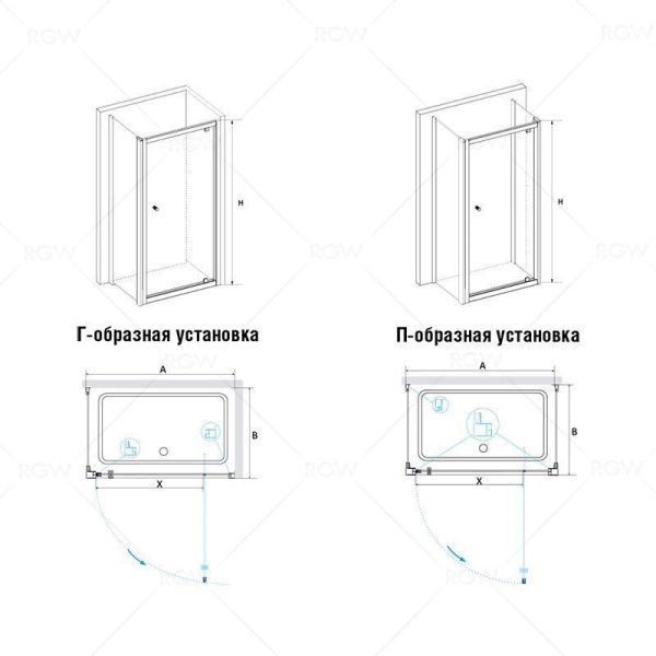 Душевой уголок RGW PA-43 (PA-05 + Z-050-1) стекло прозрачное 80х70, 04084387-011