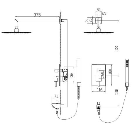 Душевая система встраиваемая RGW SP-54B 21140854-04 черный