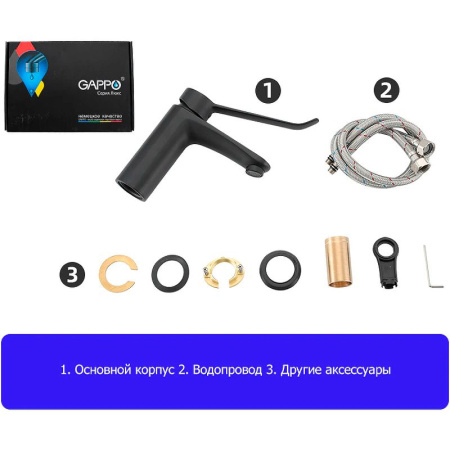 Смеситель для раковины Gappo G1021-6 Черный матовый