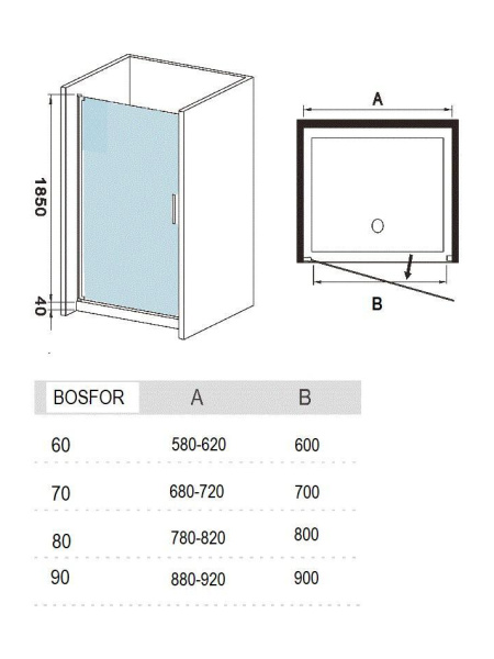 Душевая дверь River BOSFOR 70 МТ