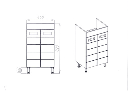 Тумба VIANT "Вена" COMO 50 2 ств 380х460х820 (VVEN50CO-T2ST)