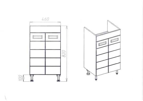 Тумба VIANT "Вена" COMO 50 2 ств 380х460х820 (VVEN50CO-T2ST)