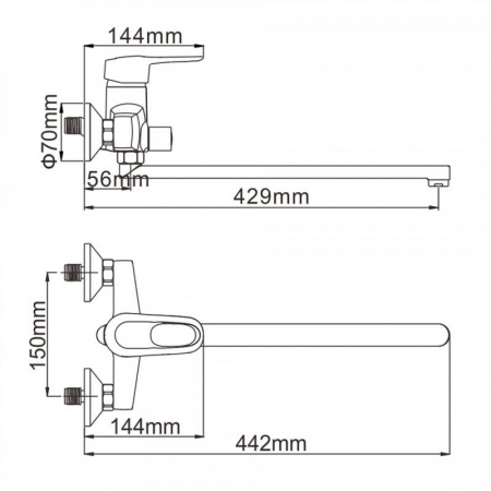 Смеситель для ванны Ledeme H04 L2204