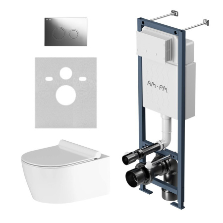 IS110151.DX77C1700 ErgoFit Инсталляция с клавишей L глянц хром с подвесным унитазом Jupiter без ободка с сиденьем